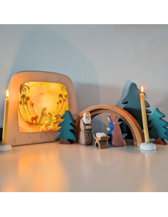 Kerststal plaat voor in de seizoenslamp Bijdehansje 2