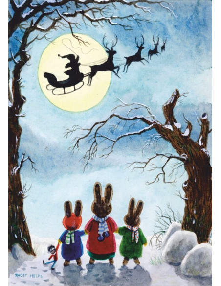 Ansichtkaart kerstman slee Racey Helps