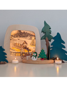 Kersthuis plaat voor seizoenslamp Nathaniel Santa Cruz 2