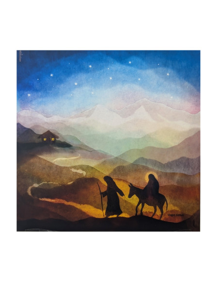 Jozef en Maria onderweg plaat voor seizoenslamp Vogel Geluk