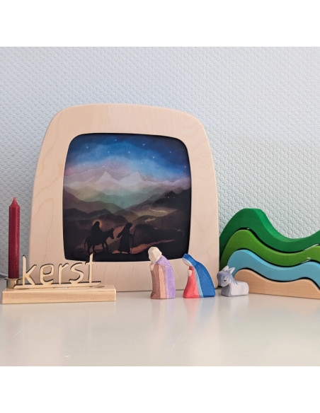 Jozef en Maria onderweg plaat voor seizoenslamp Vogel Geluk