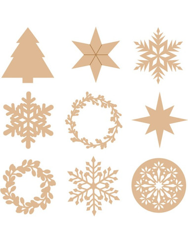 Houten mini kerstfiguurtjes set