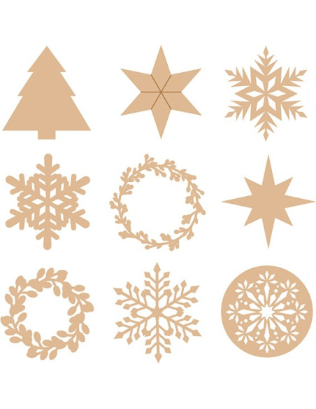 Houten mini kerstfiguurtjes set