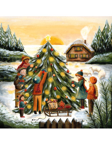 Kerstboom optuigen plaat voor seizoenslamp...