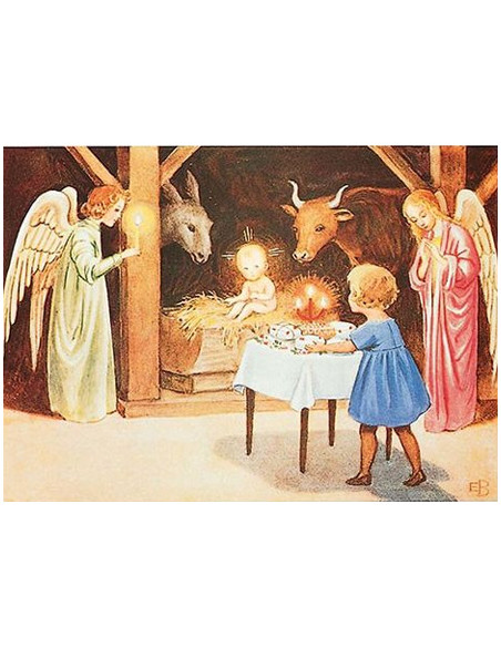 Ansichtkaart kerststal Elsa Beskow