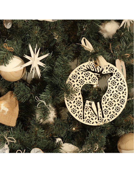 XL houten kerstbal hert