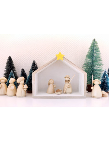 Houten kerststal modern