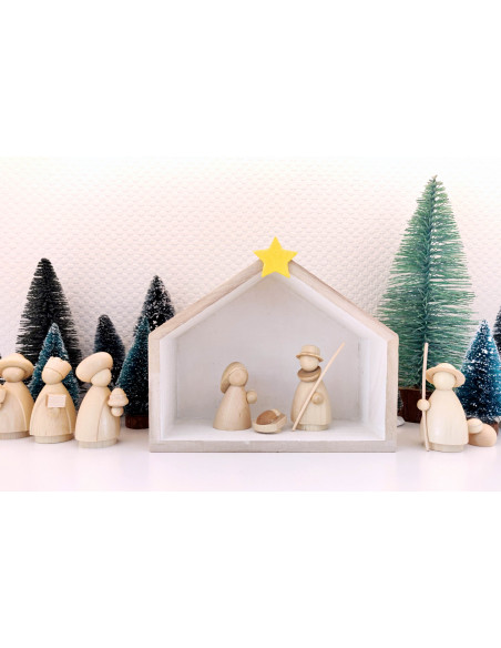 Houten kerststal modern