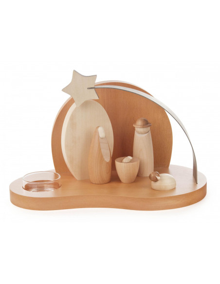 Moderne kerststal met kaarsje