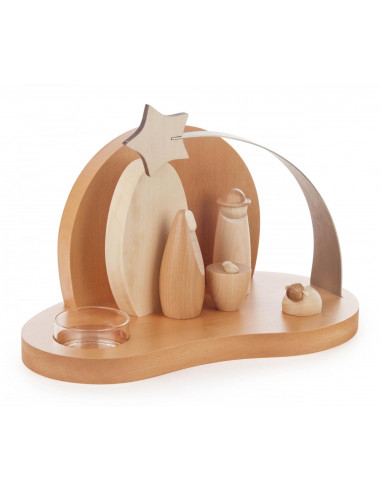 Moderne kerststal met kaarsje