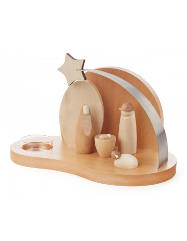 Moderne kerststal met kaarsje