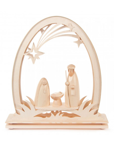 Kerststal met lichtboog naturel