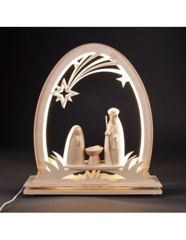 Kerststal met lichtboog naturel