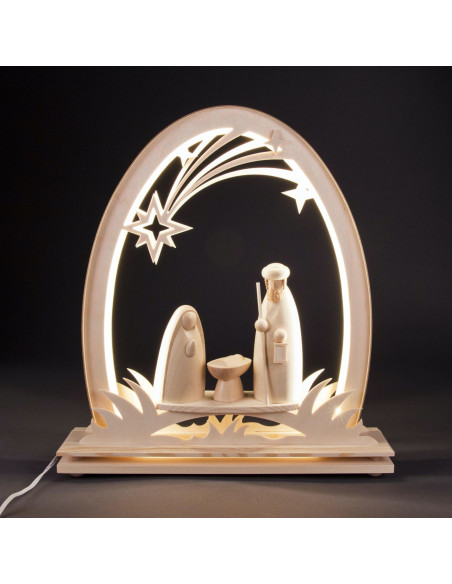 Kerststal met lichtboog naturel