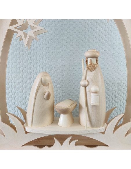 Kerststal met lichtboog naturel