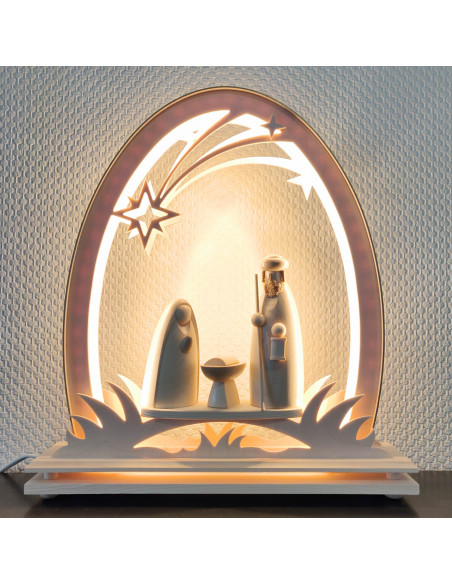 Kerststal met lichtboog naturel