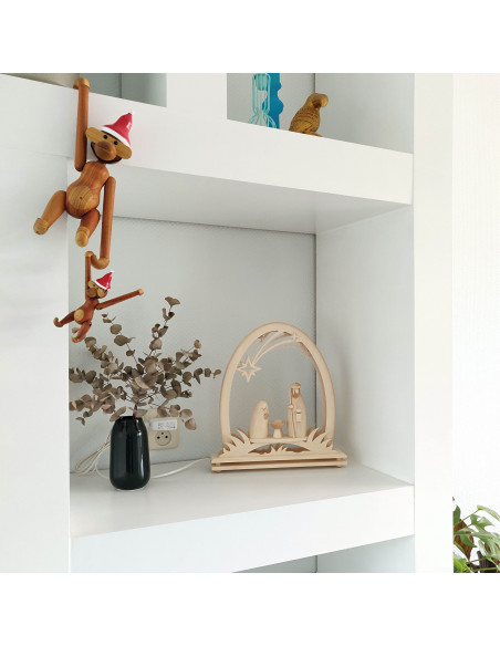 Kerststal met lichtboog naturel