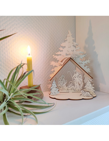 Kerstboom kerststal 3D